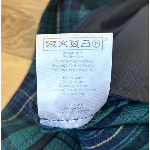 Sezane Lucas Shorts Green Plaid Dressy Green Blue Tie Waist Size 36 US 4 EUC - Picture 4 of 5